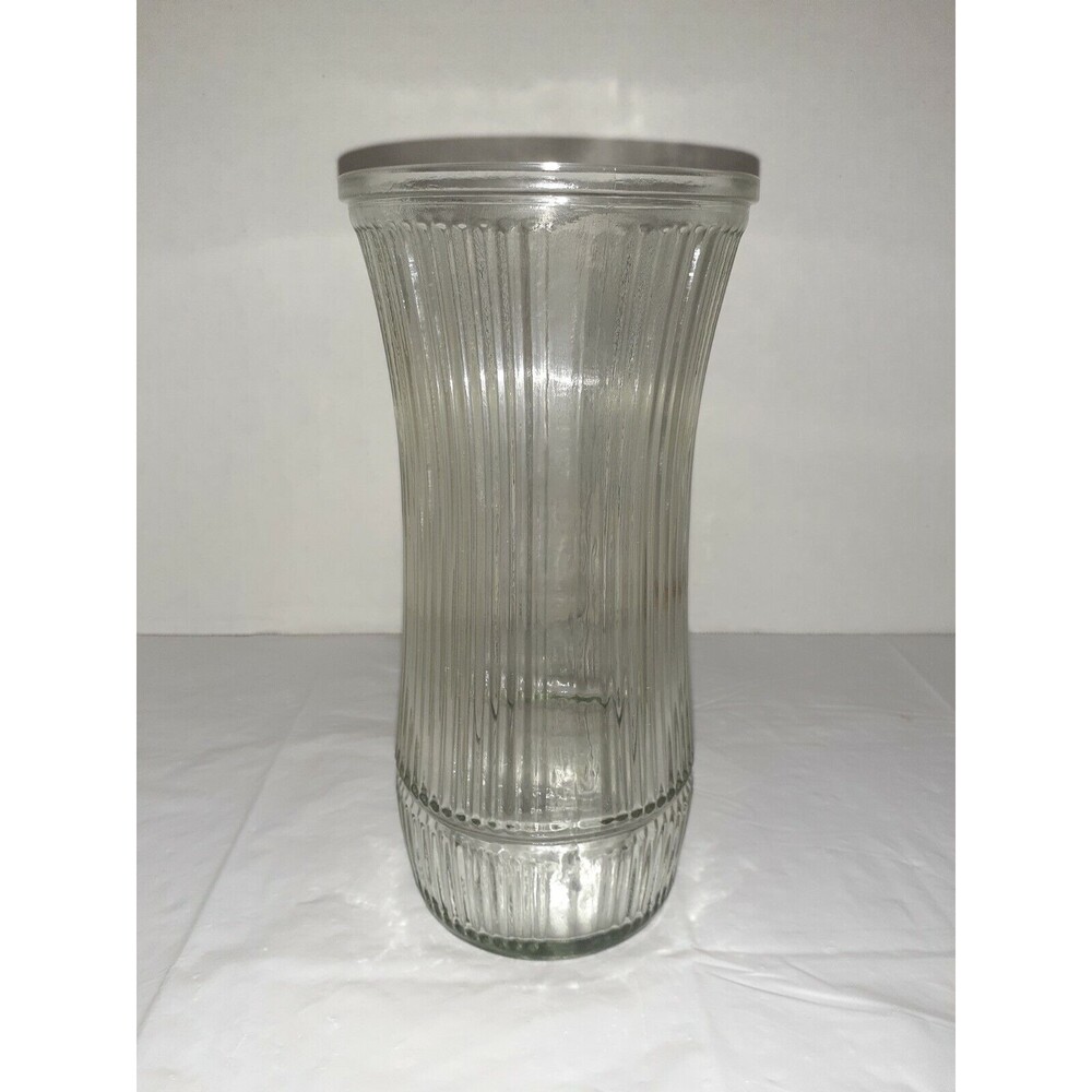 Vtg Hoosier Glass Vase Clear Ribbed Stripe 4088-B USA Made